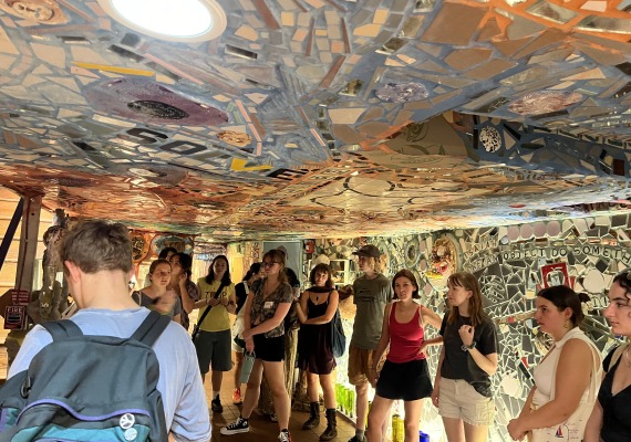 Students on tour of Magic Gardens