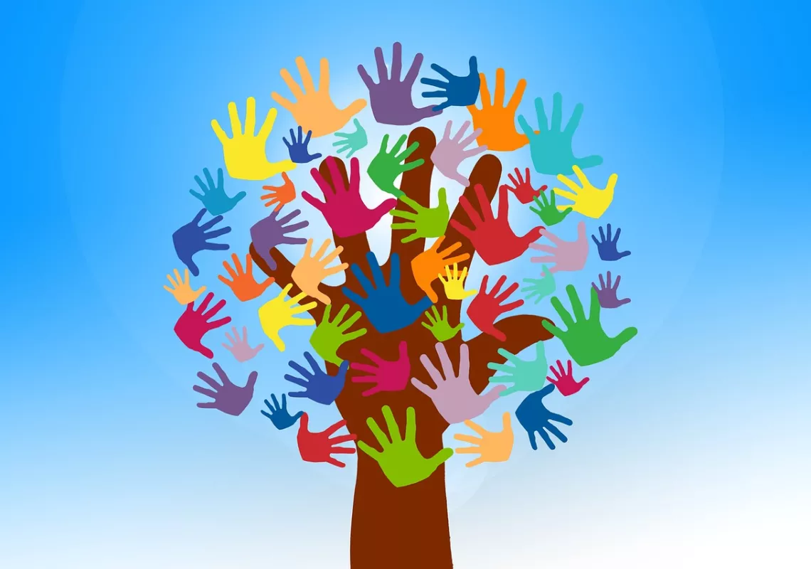 Colorful Hands on a Tree