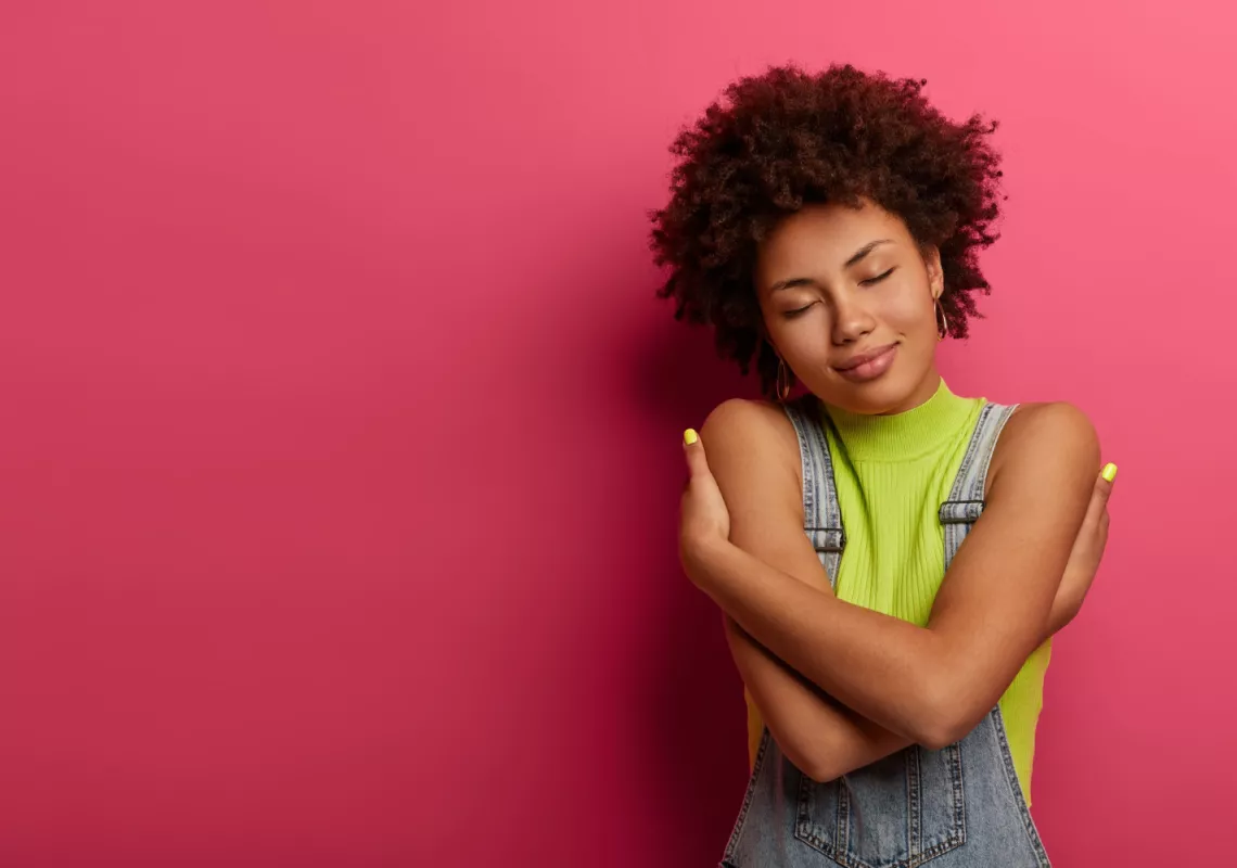 Self care and hug stock