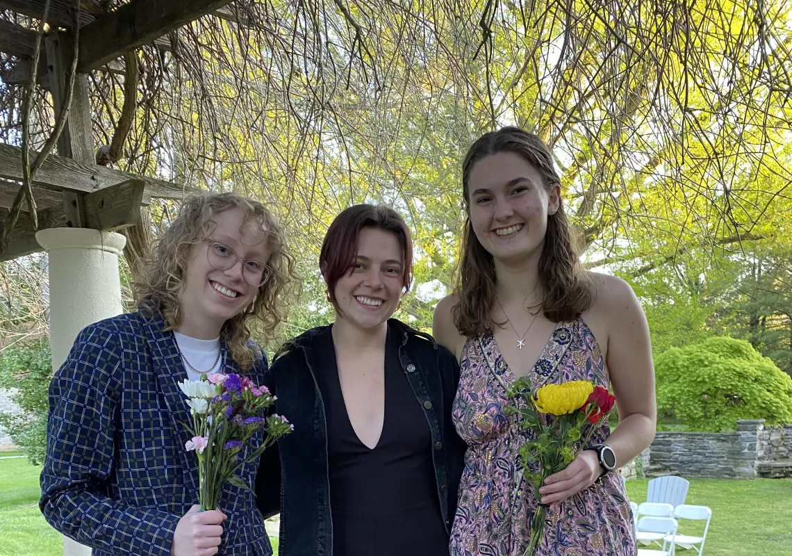 Emma Gross with friends at the Sunken Garden