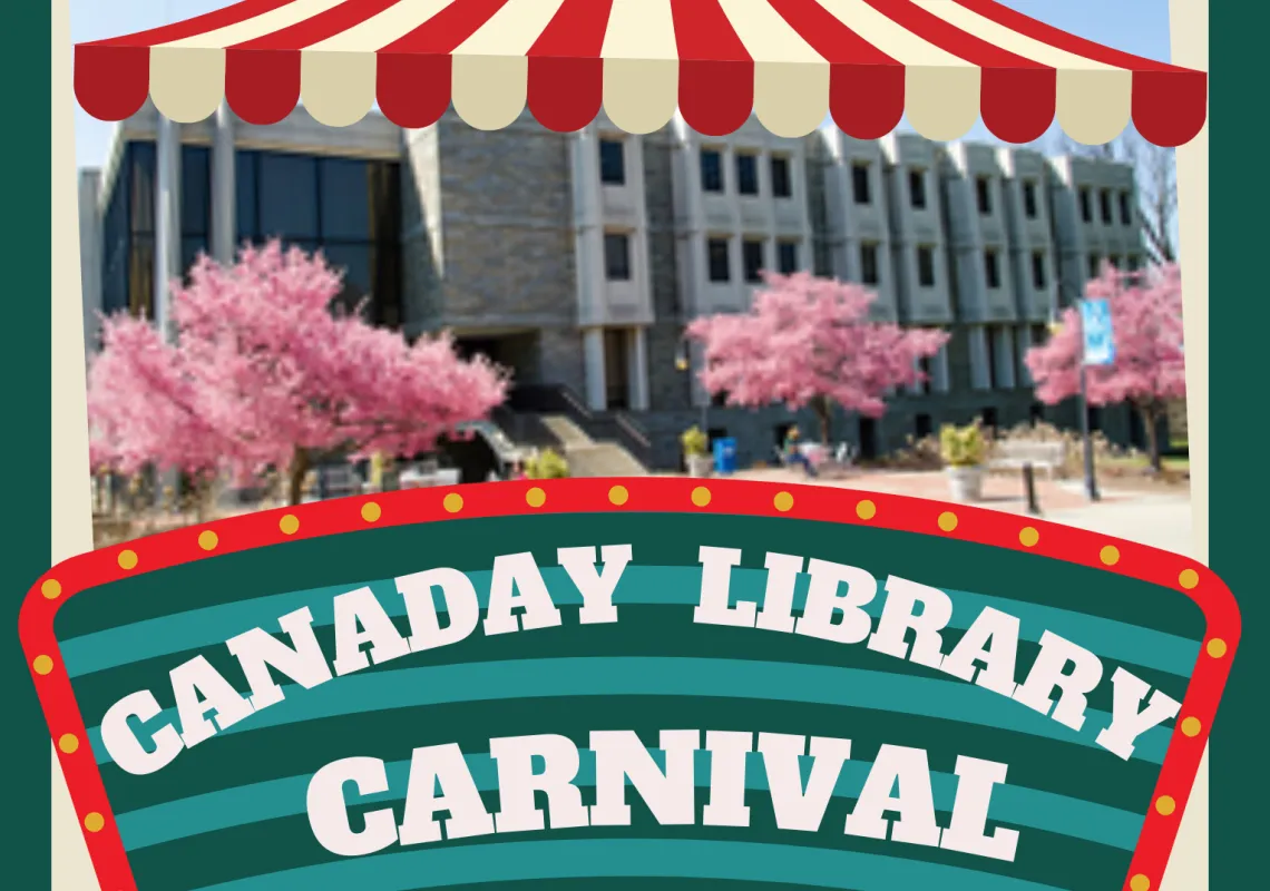 Picture of Canaday Library with a carnival tent on top