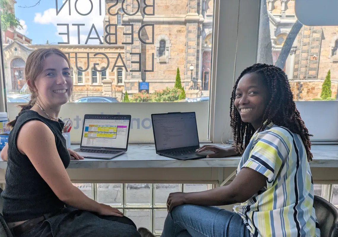 Winona and Jackney at the Boston Debate League