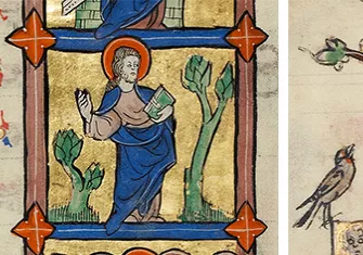 Illuminations attributed to different illuminators in the Ruskin Hours (Getty Ms. Ludwig IX 3), ca. 1300, northeastern France. Illuminations attributed to different illuminators in the Ruskin Hours (Getty Ms. Ludwig IX 3), ca. 1300, northeastern France.
