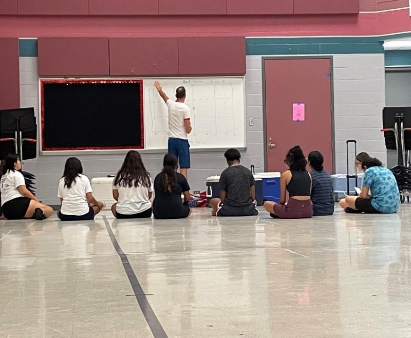 color guard drill practice by director Tom