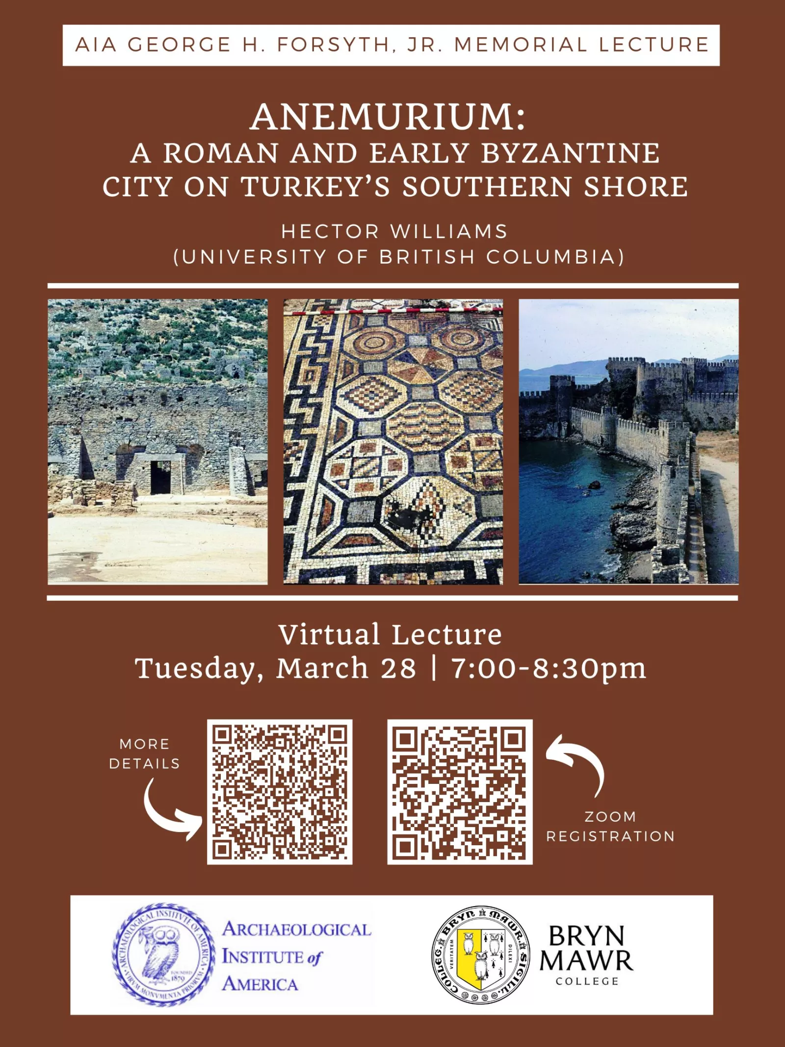 Event poster with three images and QR codes