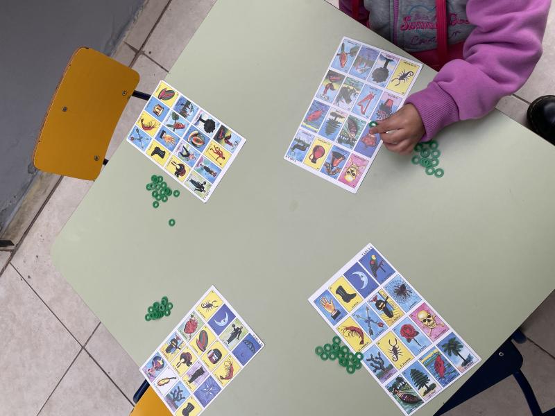 Table with four card charts. 