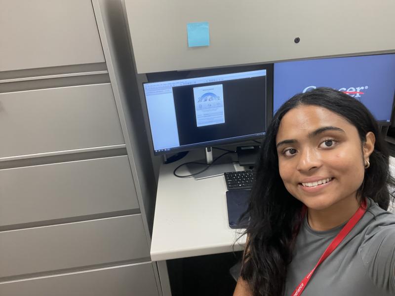 Selfie in front of a computer