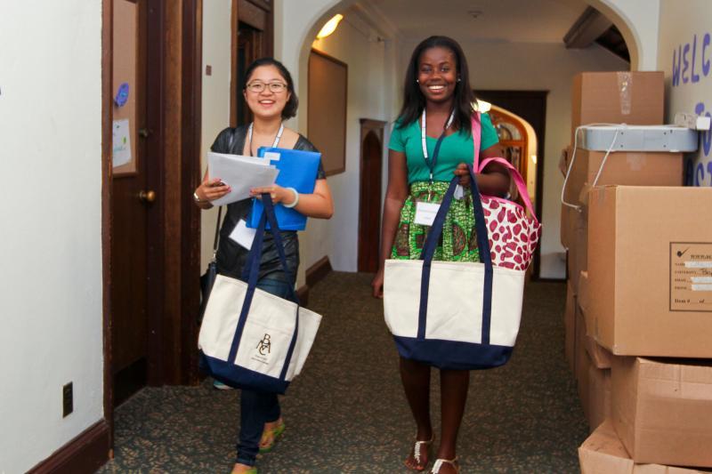 Two students on move-in day