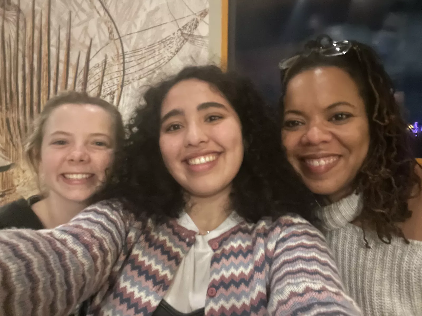 Creative Writing Majors Mo and Sofia with Prof. Dee Matthews