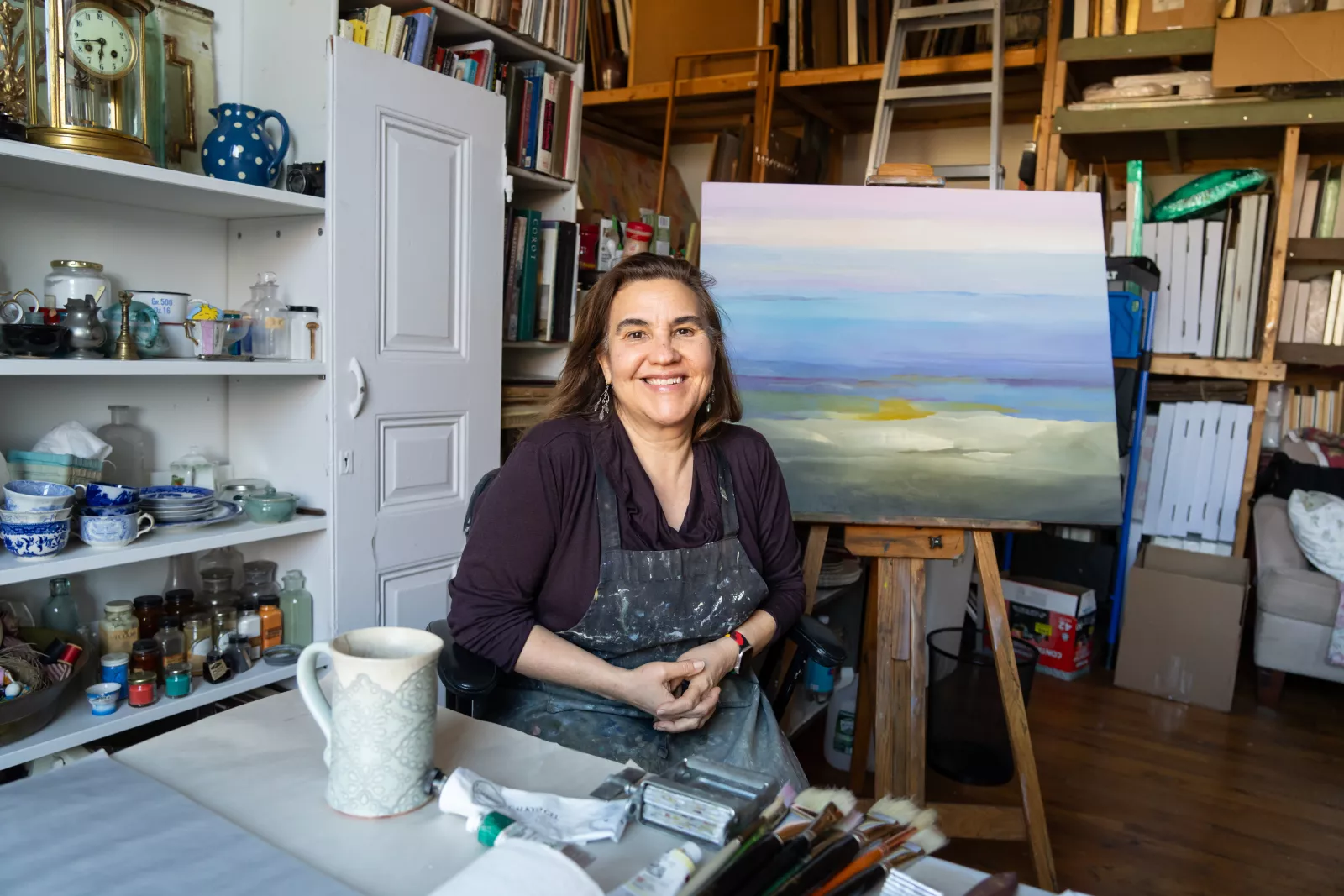 Christine Lafuente in her studio. Photo by Stephen Pisano.