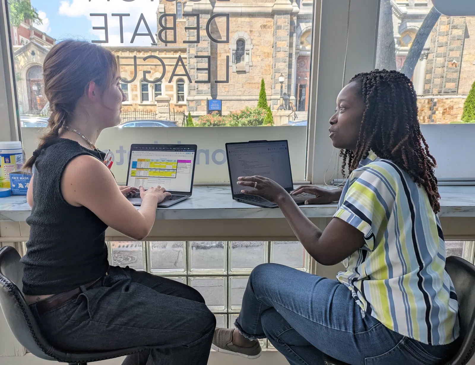 Winona and Jackney at work.