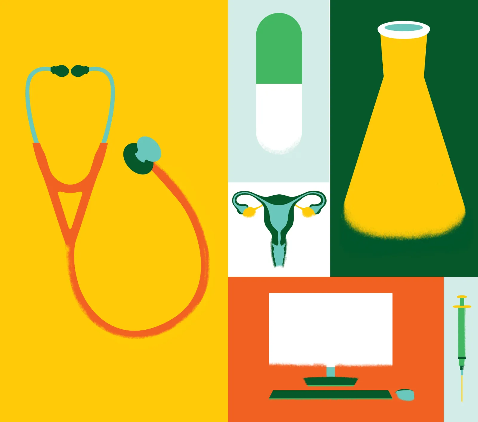 Illustration of medical research tools