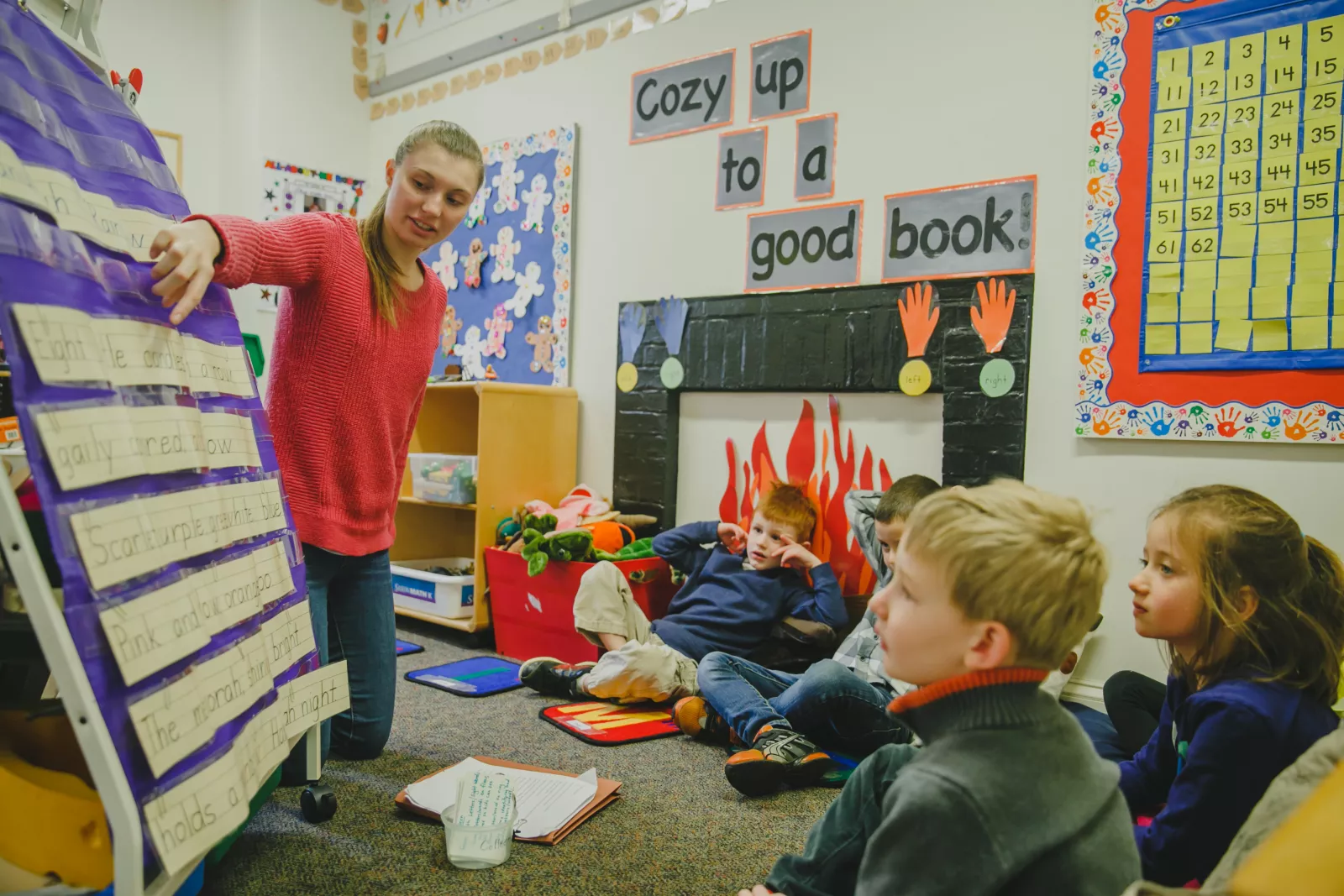Colleen Cumberpatch HC '15 with students from the Thorne School